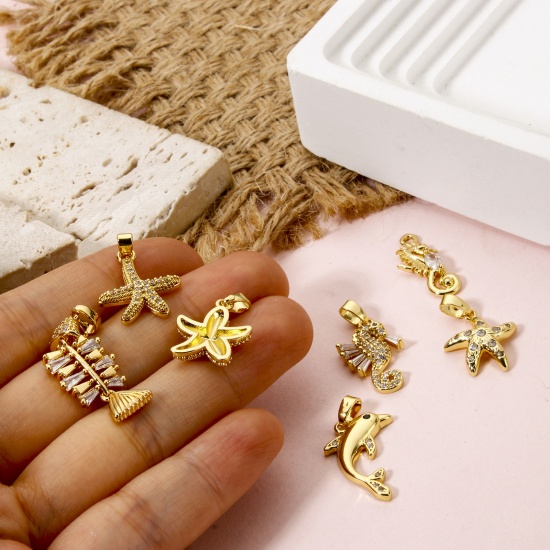 Imagen de 2 PCs Eco-friendly Brass Ocean Jewelry Charms 18K Real Gold Plated