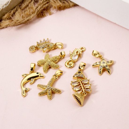 Imagen de 2 PCs Eco-friendly Brass Ocean Jewelry Charms 18K Real Gold Plated