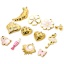 Immagine di 1 Pz Placcatura Sottovuoto PVD Ecologica 304 Acciaio Inossidabile Ciondoli Sposa e Sposo 18K Vero Oro Placcato Sakura Fiore Smalto