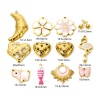 Picture of Eco-friendly PVD Vacuum Plating 304 Stainless Steel Charms 18K Real Gold Plated Bride & Groom Cherry Blossom Sakura Flower Enamel