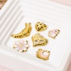 Picture of Eco-friendly PVD Vacuum Plating 304 Stainless Steel Charms 18K Real Gold Plated Bride & Groom Cherry Blossom Sakura Flower Enamel