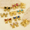 Immagine di 2 PCs 304 Stainless Steel & Rhinestone Clothes Charms Bowknot 18mm x 22mm