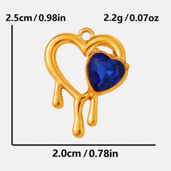 Imagen de 2 PCs 304 Stainless Steel & Rhinestone Valentine's Day Charms Silver Tone Heart Heart Hollow 25mm x 20mm