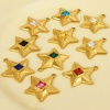 Immagine di 2 Pz 304 Acciaio Inossidabile Galassia Ciondoli Stella a Cinque Punte Multicolore Strass 25mm x 24mm
