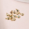 Immagine di 2 Pz Ottone Pietre Nascita Ciondoli Placcato Oro 18K Tondo Multicolore Cubic Zirconiae 8.5mm x 5.5mm