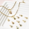 Immagine di 2 Pz Ottone Pietre Nascita Ciondoli Placcato Oro 18K Tondo Multicolore Cubic Zirconiae 8.5mm x 5.5mm