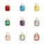 Immagine di 2 Pz Ecologico Ottone Ciondoli 18K Vero Oro Placcato Ottagono Smalto Multicolore Strass 15.5mm x 9mm