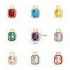 Picture of Eco-friendly Brass Charms 18K Real Gold Plated Octagon Enamel Multicolor Rhinestone 15.5mm x 9mm