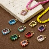 Picture of Eco-friendly Brass Charms 18K Real Gold Plated Octagon Enamel Multicolor Rhinestone 15.5mm x 9mm