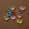 Picture of Eco-friendly Brass Charms 18K Real Gold Plated Octagon Enamel Multicolor Rhinestone 15.5mm x 9mm