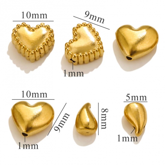 Picture of 304 Stainless Steel Valentine's Day Beads For DIY Jewelry Making Heart
