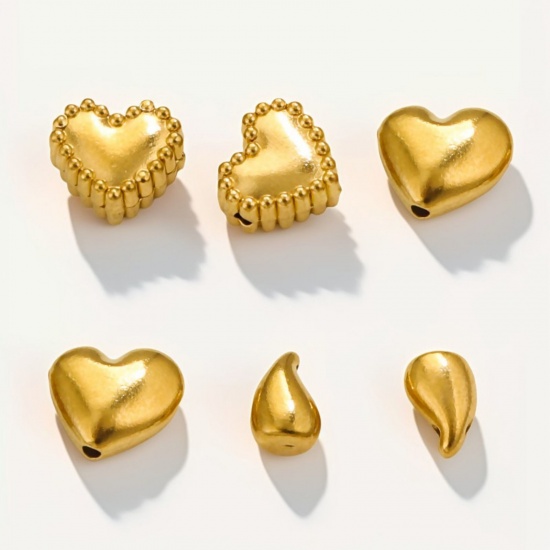 Picture of 304 Stainless Steel Valentine's Day Beads For DIY Jewelry Making Heart