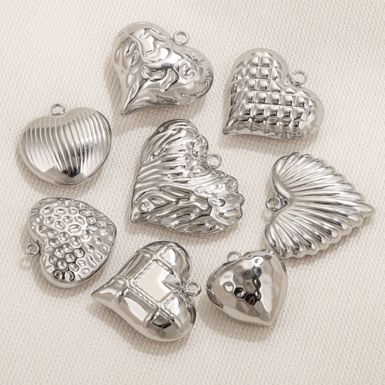 Изображение 1 Piece 304 Stainless Steel Pendants Heart Texture 3D