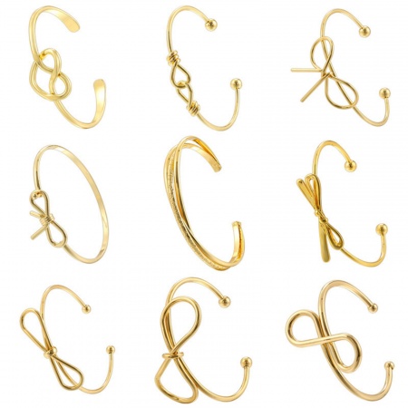 1 Pièce Bracelet Manchette Jonc Semi-Ouvert Simple en Laiton Élégant Plaqué Or 18K Nœud Pour Femmes