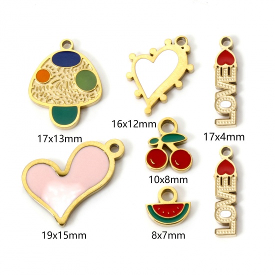 Picture of 304 Stainless Steel Charms 18K Gold Plated Enamel