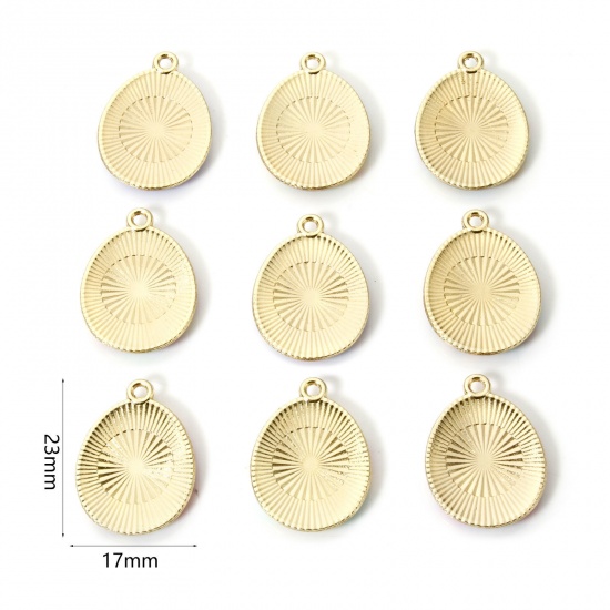 Image de 10 PCs Zinc Based Alloy Easter Day Charms Gold Plated Multicolor Egg Enamel 23mm x 17mm