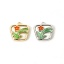 Immagine di 1 Pz Conchiglie Naturali & Ottone Ciondoli Multicolore Verde & Arancione Trapezoide Fiore Smalto 12.5mm x 12mm