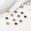 Immagine di 2 PCs Eco-friendly Brass Birthstone Connectors Charms Pendants 18K Real Gold Plated Square 12mm x 7mm