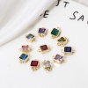 Immagine di 2 PCs Eco-friendly Brass Birthstone Connectors Charms Pendants 18K Real Gold Plated Square 12mm x 7mm