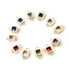 Immagine di 2 PCs Eco-friendly Brass Birthstone Connectors Charms Pendants 18K Real Gold Plated Square 12mm x 7mm