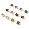 Immagine di 2 PCs Eco-friendly Brass Birthstone Connectors Charms Pendants 18K Real Gold Plated Square 12mm x 7mm