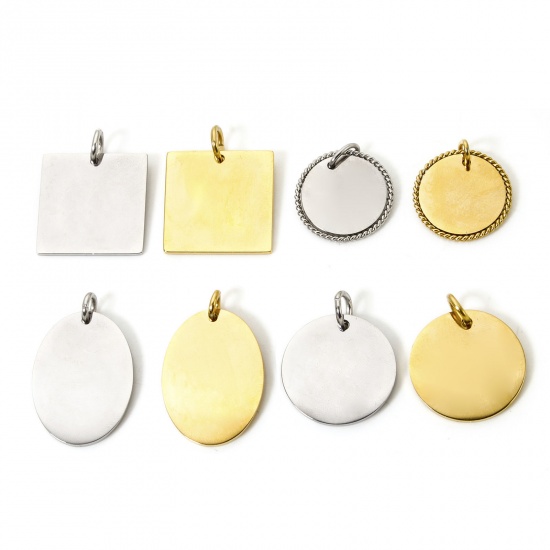 Picture of Eco-friendly 304 Stainless Steel Blank Stamping Tags Charms Geometric Multicolor
