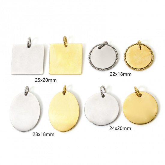 Picture of Eco-friendly 304 Stainless Steel Blank Stamping Tags Charms Geometric Multicolor