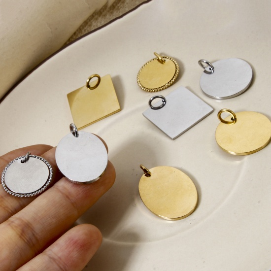 Picture of Eco-friendly 304 Stainless Steel Blank Stamping Tags Charms Geometric Multicolor