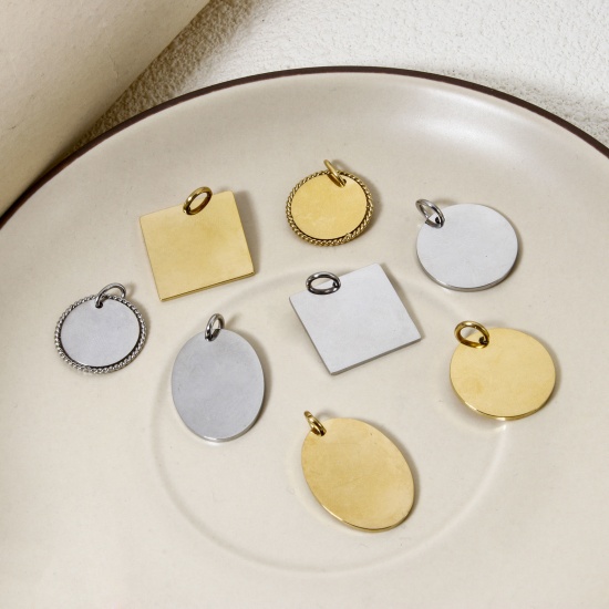 Picture of Eco-friendly 304 Stainless Steel Blank Stamping Tags Charms Geometric Multicolor