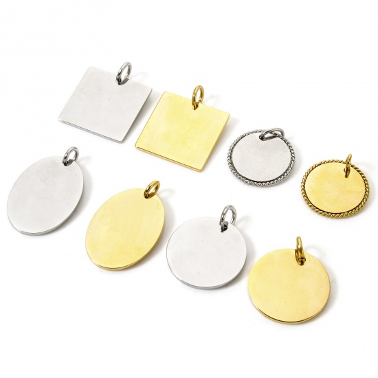 Picture of Eco-friendly 304 Stainless Steel Blank Stamping Tags Charms Geometric Multicolor