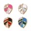 Picture of Eco-friendly PVD Vacuum Plating 304 Stainless Steel Flora Collection Charms 18K Real Gold Plated Leaf Enamel Clear Rhinestone 22mm x 16mm