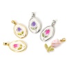 Picture of Eco-friendly Brass Charm Pendant Real Gold Plated Enamel Oval Tulip Flower Enamel