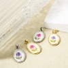 Picture of Eco-friendly Brass Charm Pendant Real Gold Plated Enamel Oval Tulip Flower Enamel