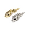 Picture of Eco-friendly Brass Push In Snap Lock Clasps Snake Animal Real Gold Plated Clear Cubic Zirconia