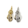 Picture of Eco-friendly Brass Push In Snap Lock Clasps Snake Animal Real Gold Plated Clear Cubic Zirconia