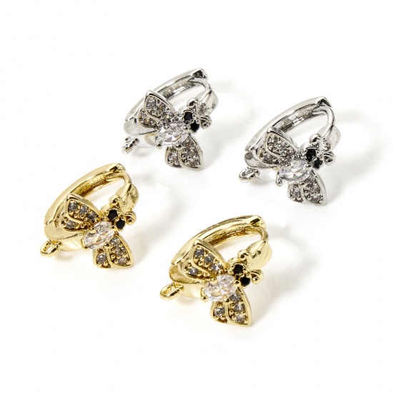 Picture of Brass Insect Earrings Multicolor Bee Animal With Loop 14.5mm x 13mm, Post/ Wire Size: (18 gauge)