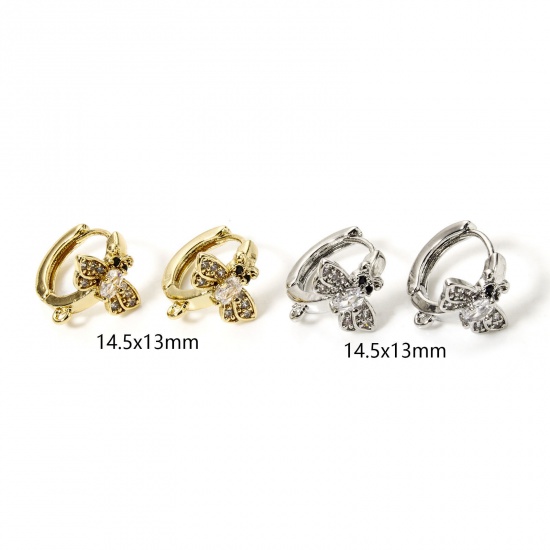 Picture of Brass Insect Earrings Multicolor Bee Animal With Loop 14.5mm x 13mm, Post/ Wire Size: (18 gauge)