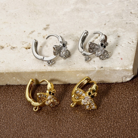 Picture of Brass Insect Earrings Multicolor Bee Animal With Loop 14.5mm x 13mm, Post/ Wire Size: (18 gauge)