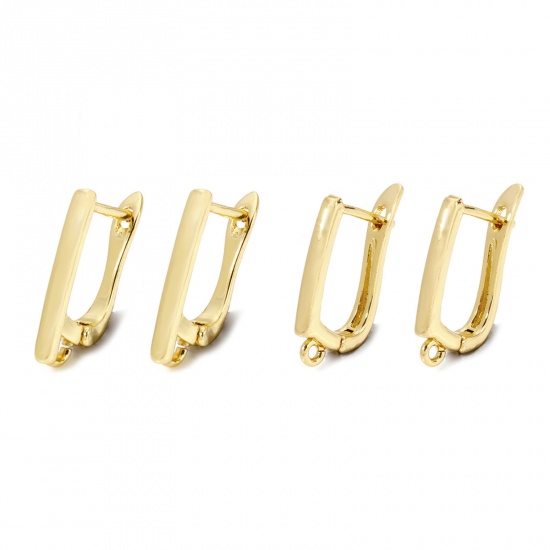 Picture of Brass Earrings 18K Gold Plated U Shaped With Loop