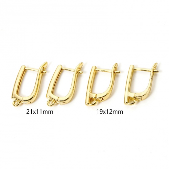 Picture of Brass Earrings 18K Gold Plated U Shaped With Loop