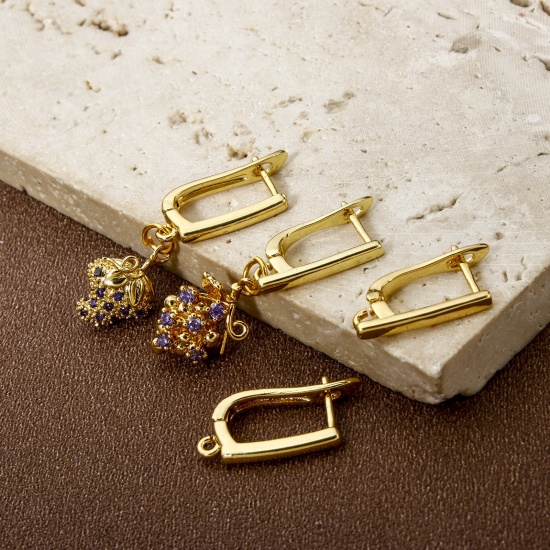 Picture of Brass Earrings 18K Gold Plated U Shaped With Loop