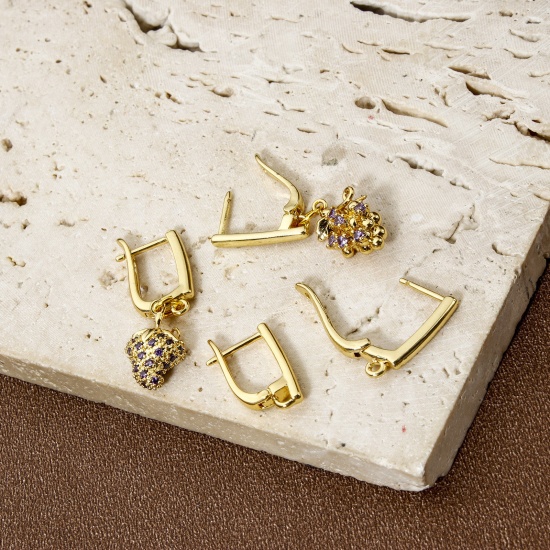 Picture of Brass Earrings 18K Gold Plated U Shaped With Loop