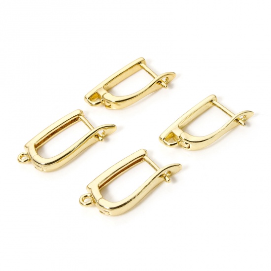 Picture of Brass Earrings 18K Gold Plated U Shaped With Loop
