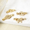 Picture of Brass Fold Over Clasps Bowknot Flower 18K Gold Plated Clear Cubic Zirconia