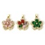 Immagine di 1 Pz Ecologico Ottone Ciondoli Pendenti 18K Vero Oro Placcato Multicolore Fiore Trasparente Cubic Zirconiae 24mm x 17mm
