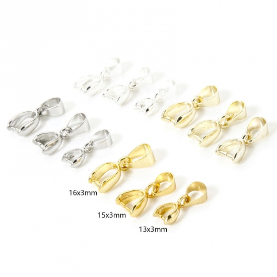 Изображение 10 PCs Eco-friendly Brass Pendant Pinch Bails Clasps Real Gold Plated With Loop