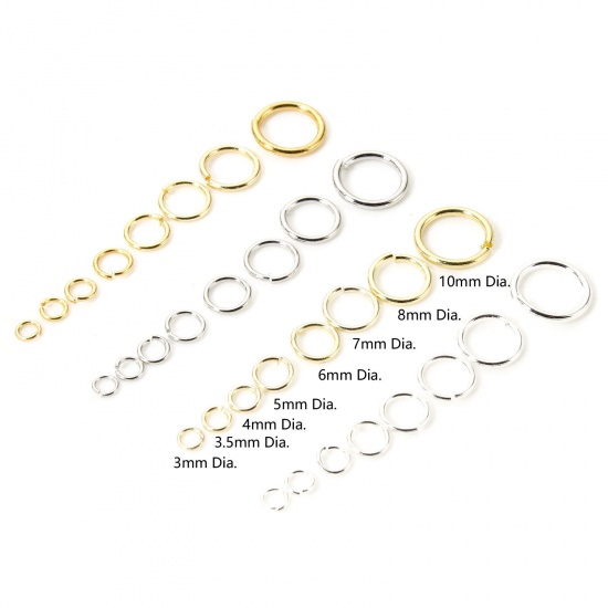 Immagine di 200 PCs Eco-friendly Brass Open Jump Rings Findings Round Disc Real Gold Plated