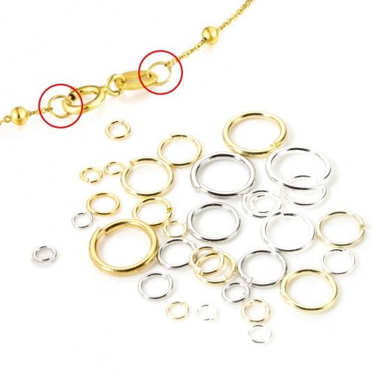 Immagine di 200 PCs Eco-friendly Brass Open Jump Rings Findings Round Disc Real Gold Plated