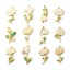 Picture of Eco-friendly Vacuum Plating 304 Stainless Steel Birth Month Flower Charms White & Green Enamel