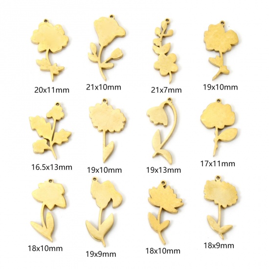 Bild von Umweltfreundliche Vakuumbeschichtung 304 Edelstahl Geburtsmonat Blume Charms Weiß & Grün Emaille